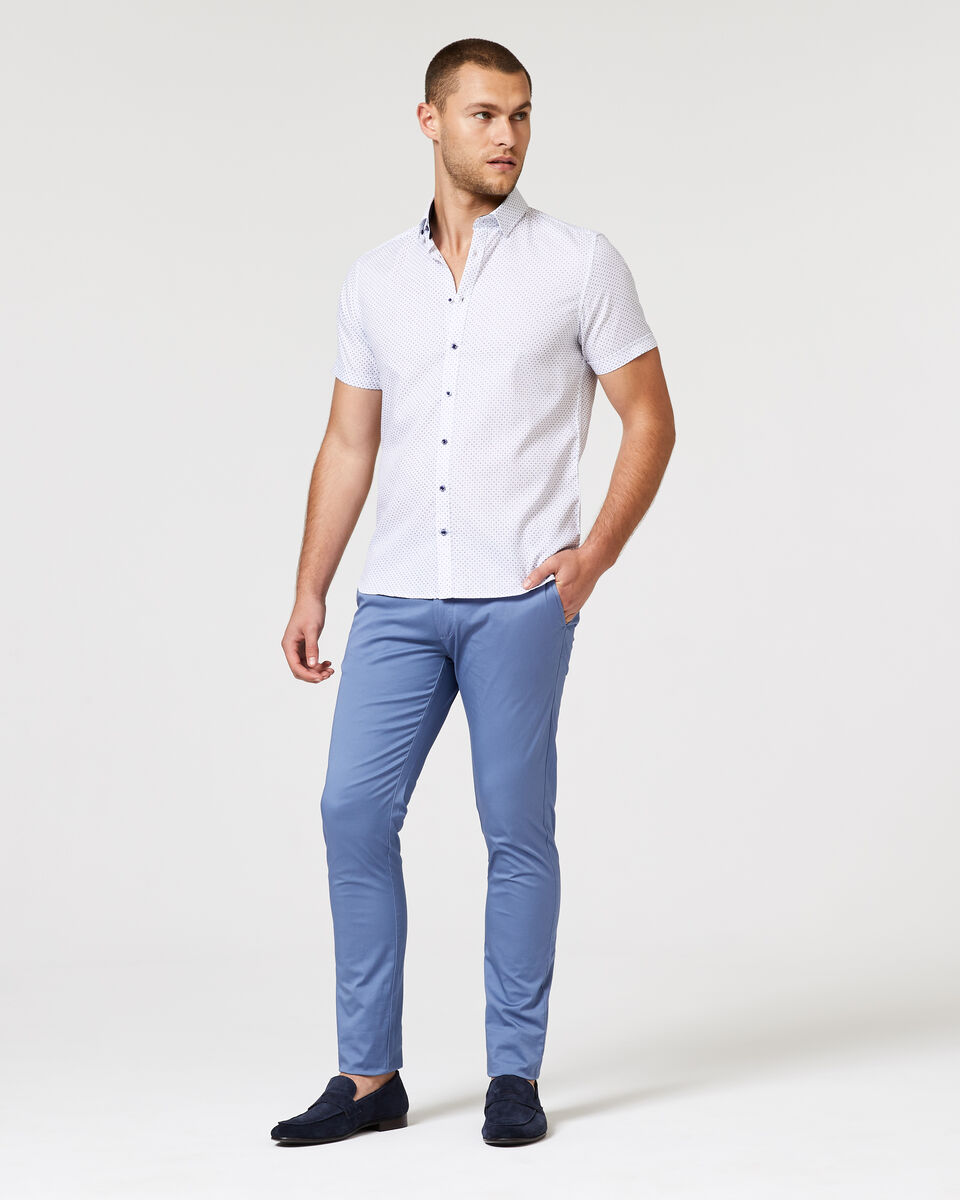 Griff Short Sleeve Shirt, White/Blue, hi-res